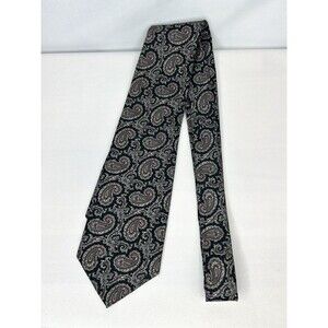 Vintage HARDY AMIES Savile Row Designer Silk Neck Tie Black Paisley